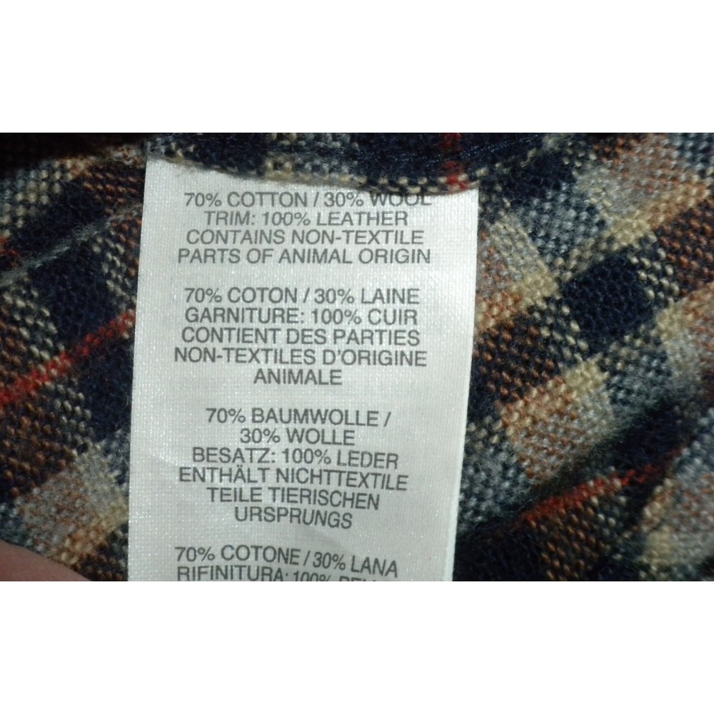J Crew Shirt Mens M Blue Brown Plaid Flannel Wool Blend Leather Elbow Patch - Picture 7 of 11